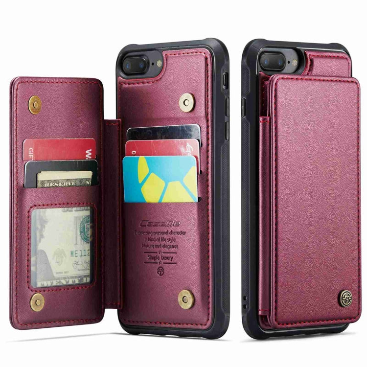For iPhone 8 Plus / 7 Plus CaseMe C22 Card Slots Holder RFID Anti-theft Phone Case(Wine Red) - HoMEdemic™ 