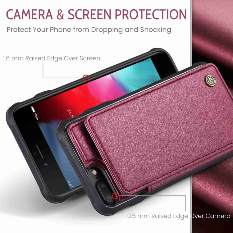 For iPhone 8 Plus / 7 Plus CaseMe C22 Card Slots Holder RFID Anti-theft Phone Case(Wine Red) - HoMEdemic™ 