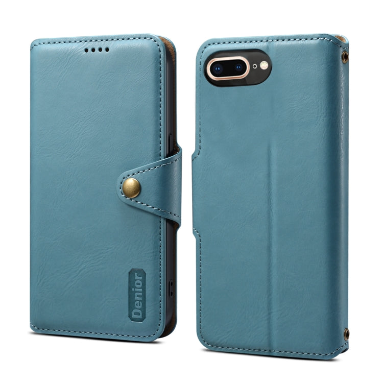 For iPhone 8 Plus / 7 Plus Denior Cowhide Texture Wallet Style Leather Phone Case(Blue) - HoMEdemic™ 