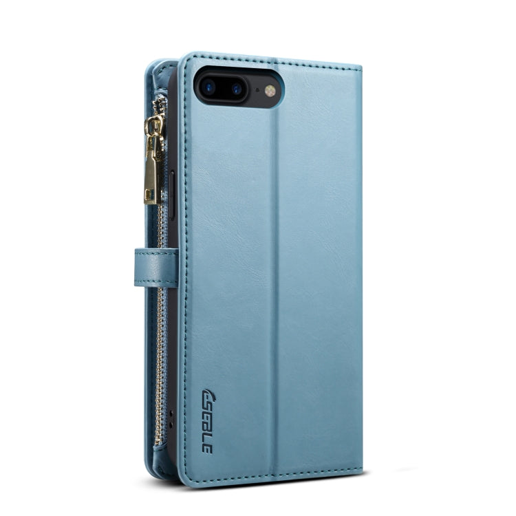 For iPhone 8 Plus / 7 Plus ESEBLE Star Series Lanyard Zipper Wallet RFID Leather Case(Blue) - HoMEdemic™ 