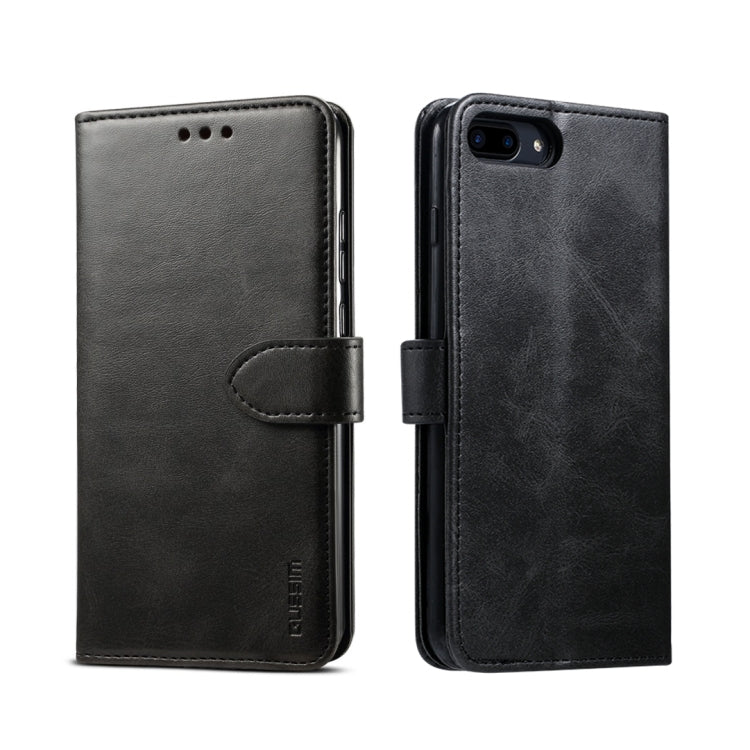 For iPhone 8 Plus / 7 Plus GUSSIM Magnetic Horizontal Flip Leather Case with Holder & Card Slots & & Wallet(Black) - HoMEdemic™ 