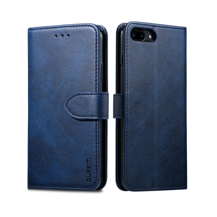 For iPhone 8 Plus / 7 Plus GUSSIM Magnetic Horizontal Flip Leather Case with Holder & Card Slots & & Wallet(Blue) - HoMEdemic™ 