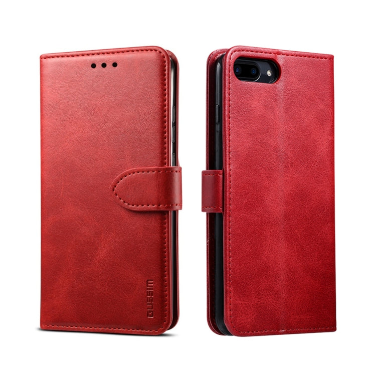For iPhone 8 Plus / 7 Plus GUSSIM Magnetic Horizontal Flip Leather Case with Holder & Card Slots & & Wallet(Red) - HoMEdemic™ 