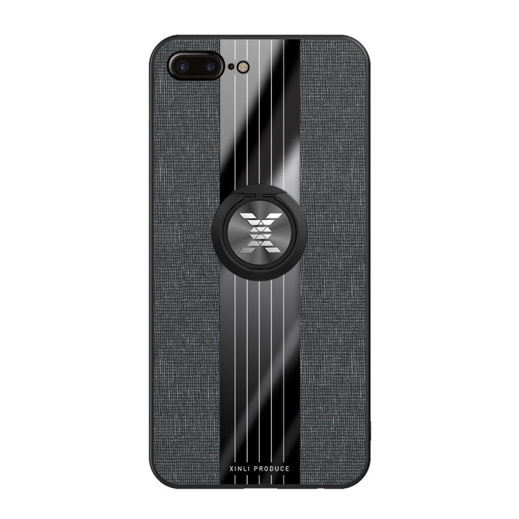 For iPhone 8 Plus /7 Plus XINLI Stitching Cloth Texture Shockproof TPU Protective Case with Ring Holder(Black) - HoMEdemic™ 