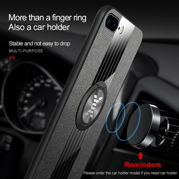 For iPhone 8 Plus /7 Plus XINLI Stitching Cloth Texture Shockproof TPU Protective Case with Ring Holder(Black) - HoMEdemic™ 