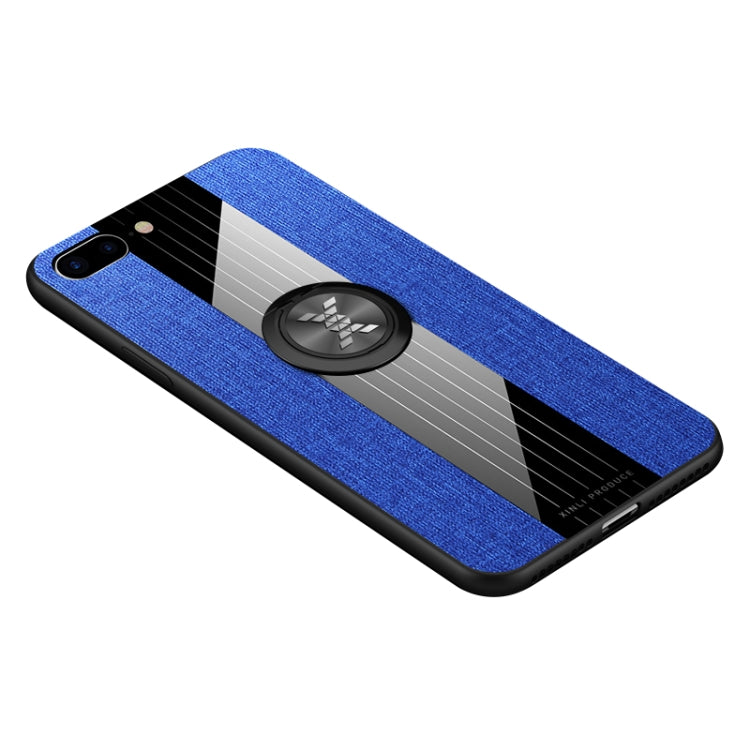 For iPhone 8 Plus /7 Plus XINLI Stitching Cloth Texture Shockproof TPU Protective Case with Ring Holder(Blue) - HoMEdemic™ 