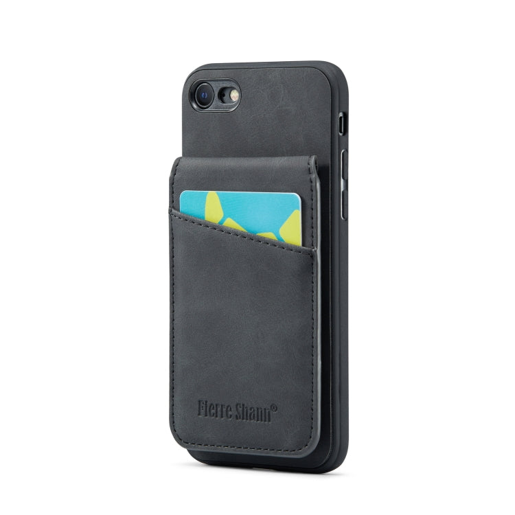 For iPhone SE 2022 / 2020 / 7 / 8 Fierre Shann Crazy Horse Card Holder Back Cover PU Phone Case(Black) - HoMEdemic™ 