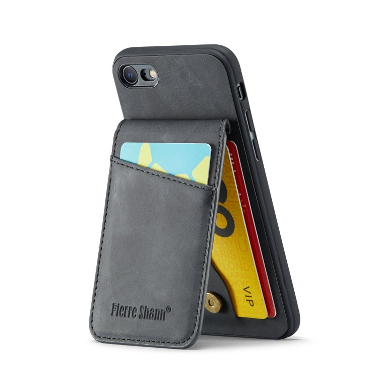 For iPhone SE 2022 / 2020 / 7 / 8 Fierre Shann Crazy Horse Card Holder Back Cover PU Phone Case(Black) - HoMEdemic™ 