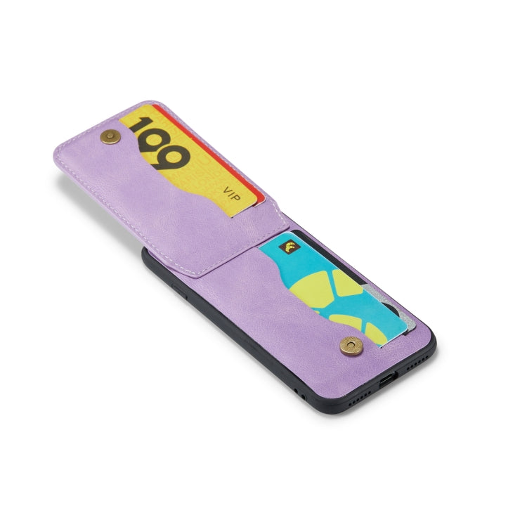 For iPhone SE 2022 / 2020 / 7 / 8 Fierre Shann Crazy Horse Card Holder Back Cover PU Phone Case(Purple) - HoMEdemic™ 
