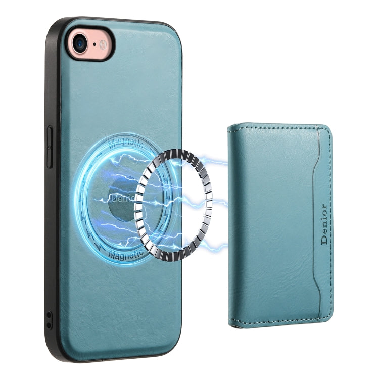 For iPhone SE 2022/2020/8/7 Denior Cowhide Texture Leather MagSafe Detachable Wallet Phone Case(Blue) - HoMEdemic™ 