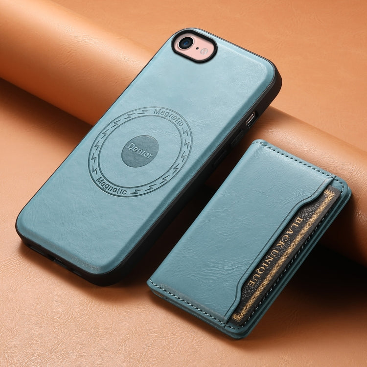 For iPhone SE 2022/2020/8/7 Denior Cowhide Texture Leather MagSafe Detachable Wallet Phone Case(Blue) - HoMEdemic™ 
