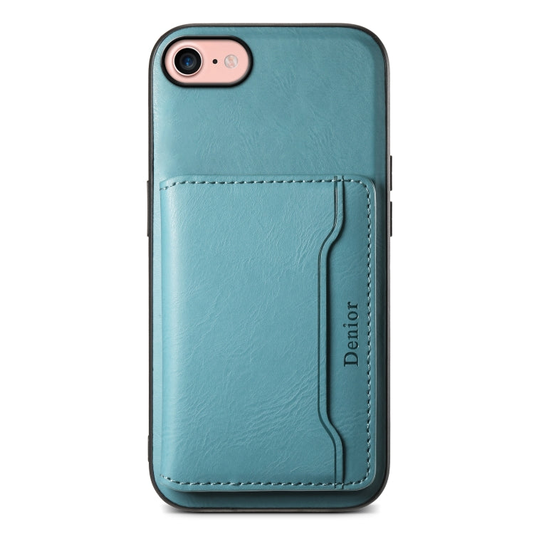 For iPhone SE 2022/2020/8/7 Denior Cowhide Texture Leather MagSafe Detachable Wallet Phone Case(Blue) - HoMEdemic™ 