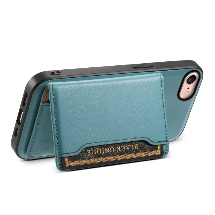 For iPhone SE 2022/2020/8/7 Denior Cowhide Texture Leather MagSafe Detachable Wallet Phone Case(Blue) - HoMEdemic™ 