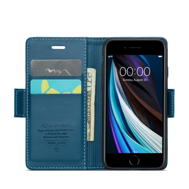 For iPhone SE 2022/SE 2020/6/7/8 CaseMe 023 Butterfly Buckle Litchi Texture RFID Anti-theft Leather Phone Case(Blue) - HoMEdemic™ 