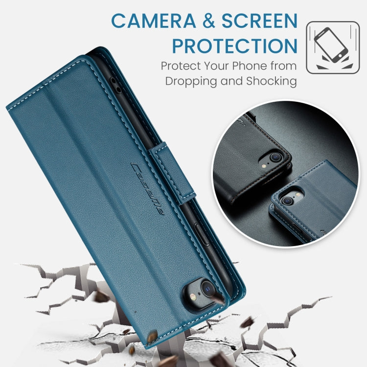 For iPhone SE 2022/SE 2020/6/7/8 CaseMe 023 Butterfly Buckle Litchi Texture RFID Anti-theft Leather Phone Case(Blue) - HoMEdemic™ 