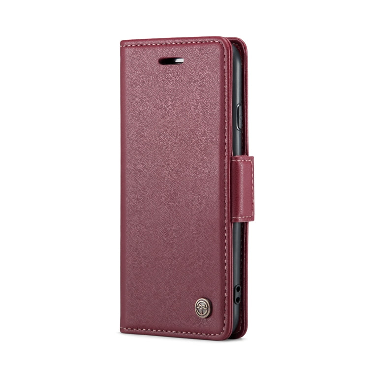For iPhone SE 2022/SE 2020/6/7/8 CaseMe 023 Butterfly Buckle Litchi Texture RFID Anti-theft Leather Phone Case(Wine Red) - HoMEdemic™ 