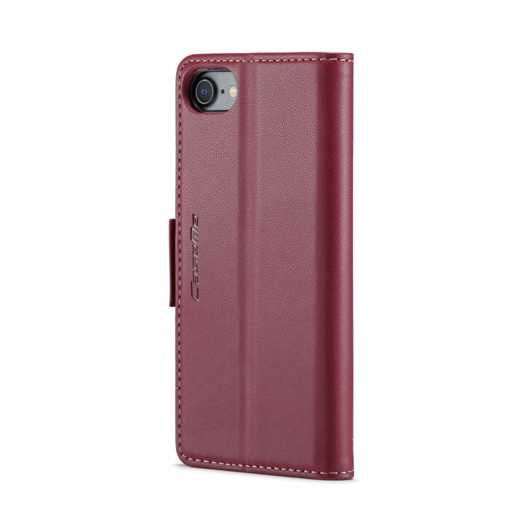 For iPhone SE 2022/SE 2020/6/7/8 CaseMe 023 Butterfly Buckle Litchi Texture RFID Anti-theft Leather Phone Case(Wine Red) - HoMEdemic™ 