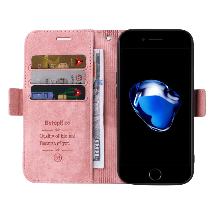 For iPhone SE 2022 / SE 2020 / 7 / 8 BETOPNICE Dual-side Buckle Leather Phone Case(Pink) - HoMEdemic™ 