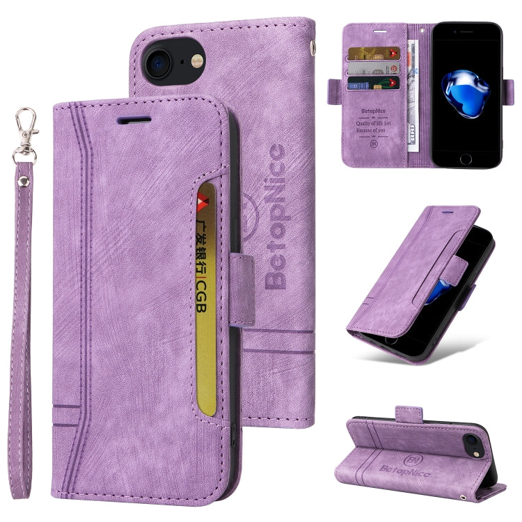 For iPhone SE 2022 / SE 2020 / 7 / 8 BETOPNICE Dual-side Buckle Leather Phone Case(Purple) - HoMEdemic™ 