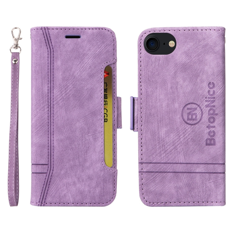 For iPhone SE 2022 / SE 2020 / 7 / 8 BETOPNICE Dual-side Buckle Leather Phone Case(Purple) - HoMEdemic™ 