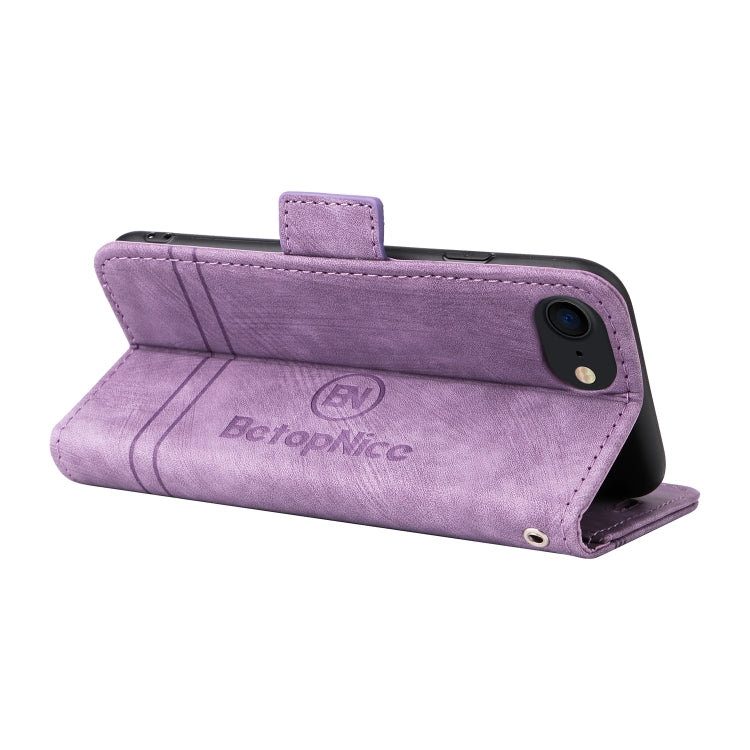 For iPhone SE 2022 / SE 2020 / 7 / 8 BETOPNICE Dual-side Buckle Leather Phone Case(Purple) - HoMEdemic™ 