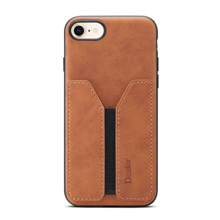 For iPhone SE 2022 / SE 2020 / 7 / 8 Denior DV Elastic Card PU Back Cover Phone Case(Brown) - HoMEdemic™ 