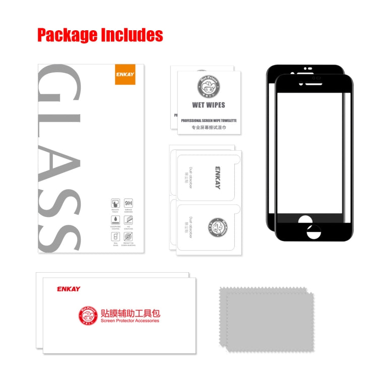 For iPhone SE 2022 / SE 2020 / 8 / 7 2pcs ENKAY Full Glue 6D Tempered Glass Anti-scratch Ful Film - HoMEdemic™ 