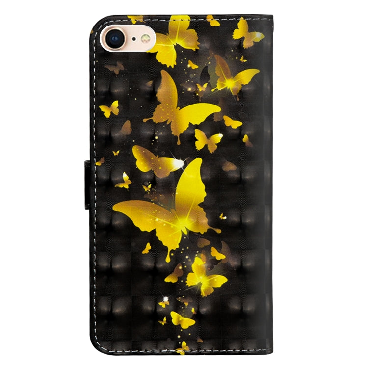 For iPhone SE 2022 / SE 2020 / 8 / 7 3D Painting Pattern Horizontal Flip TPU + PU Leather Case with Holder & Card Slots & Wallet(Golden Butterfly) - HoMEdemic™ 