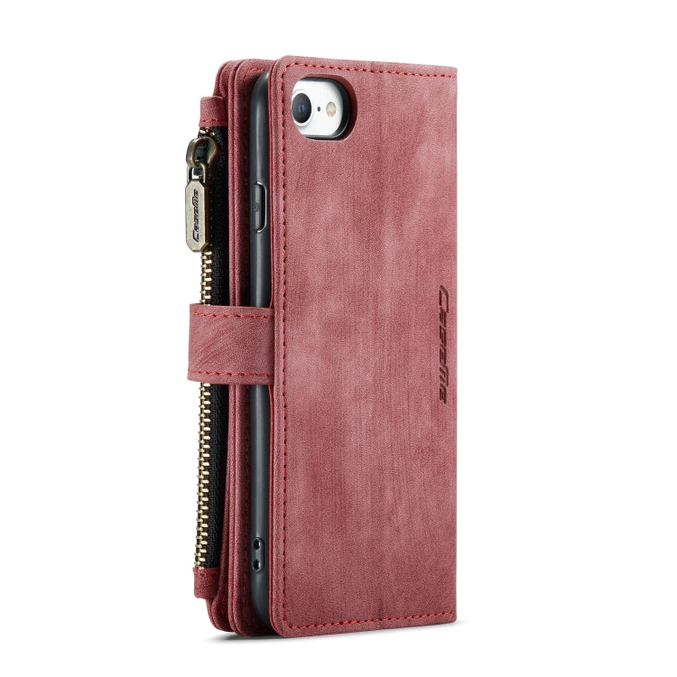 For iPhone SE 2022 / SE 2020 / 8 / 7 / 6 CaseMe-C30 PU + TPU Multifunctional Horizontal Flip Leather Case with Holder & Card Slot & Wallet & Zipper Pocke(Red) - HoMEdemic™ 