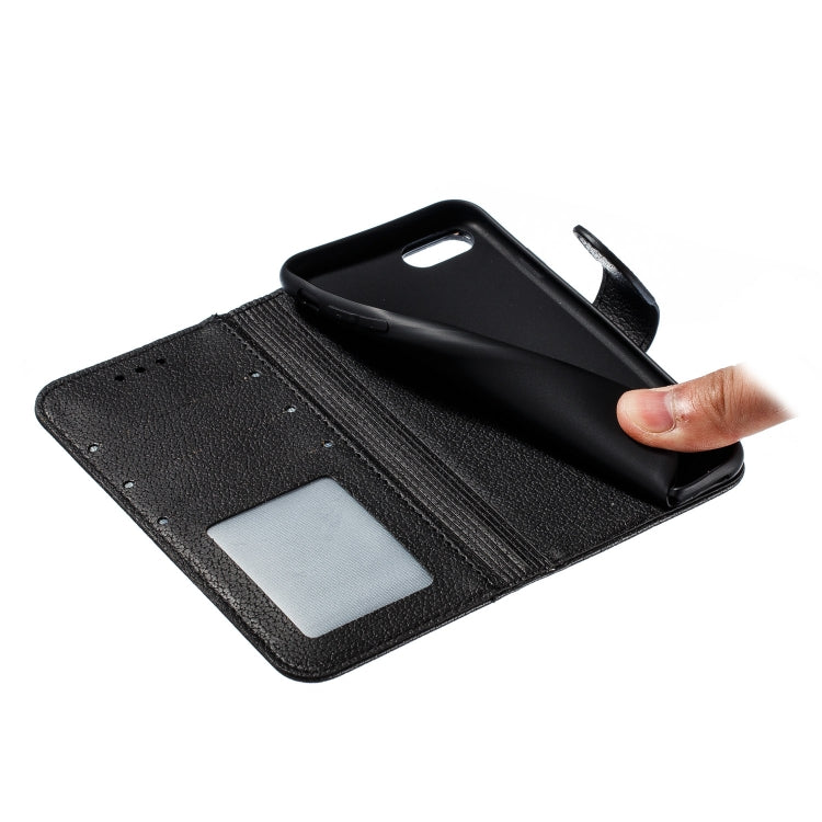 For iPhone SE 2022 / SE 2020 / 8 / 7 Feather Pattern Litchi Texture Horizontal Flip Leather Case with Wallet & Holder & Card Slots(Black) - HoMEdemic™ 