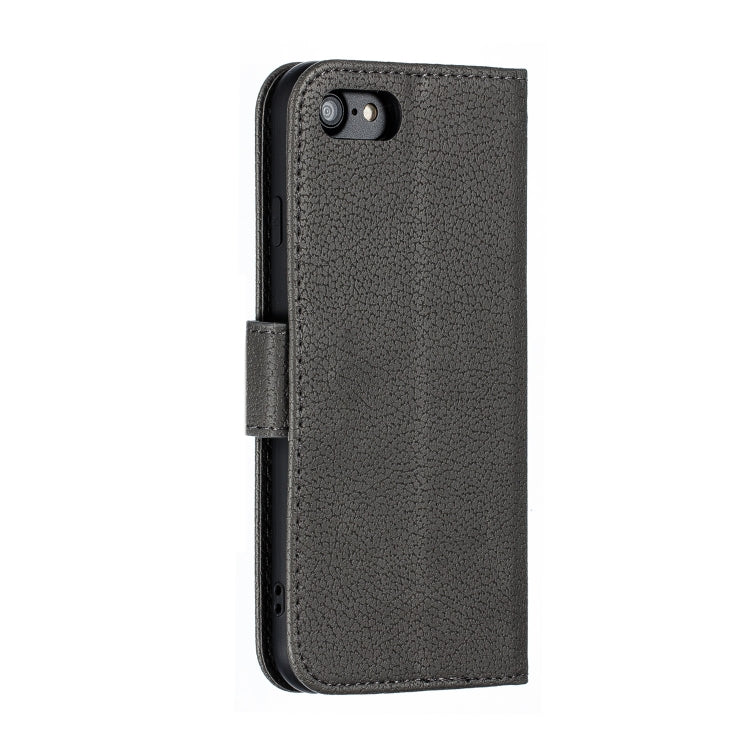 For iPhone SE 2022 / SE 2020 / 8 / 7 Feather Pattern Litchi Texture Horizontal Flip Leather Case with Wallet & Holder & Card Slots(Gray) - HoMEdemic™ 