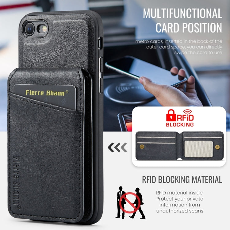 For iPhone SE 2022 / SE 2020 / 8 / 7 Fierre Shann Cowhide Vertical Flip Magnetic Card Holder Phone Case(Black) - HoMEdemic™ 