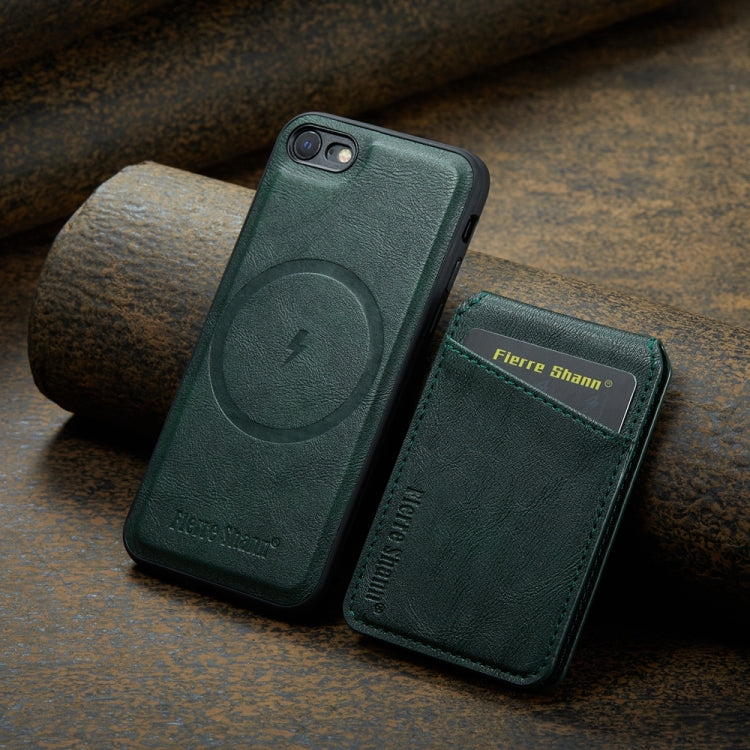 For iPhone SE 2022 / SE 2020 / 8 / 7 Fierre Shann Cowhide Vertical Flip Magnetic Card Holder Phone Case(Green) - HoMEdemic™ 