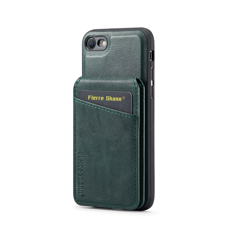 For iPhone SE 2022 / SE 2020 / 8 / 7 Fierre Shann Cowhide Vertical Flip Magnetic Card Holder Phone Case(Green) - HoMEdemic™ 