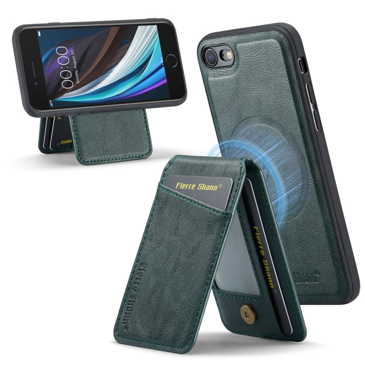 For iPhone SE 2022 / SE 2020 / 8 / 7 Fierre Shann Cowhide Vertical Flip Magnetic Card Holder Phone Case(Green) - HoMEdemic™ 