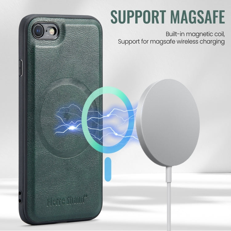 For iPhone SE 2022 / SE 2020 / 8 / 7 Fierre Shann Cowhide Vertical Flip Magnetic Card Holder Phone Case(Green) - HoMEdemic™ 