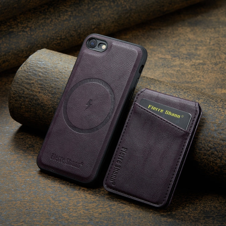 For iPhone SE 2022 / SE 2020 / 8 / 7 Fierre Shann Cowhide Vertical Flip Magnetic Card Holder Phone Case(Purple) - HoMEdemic™ 