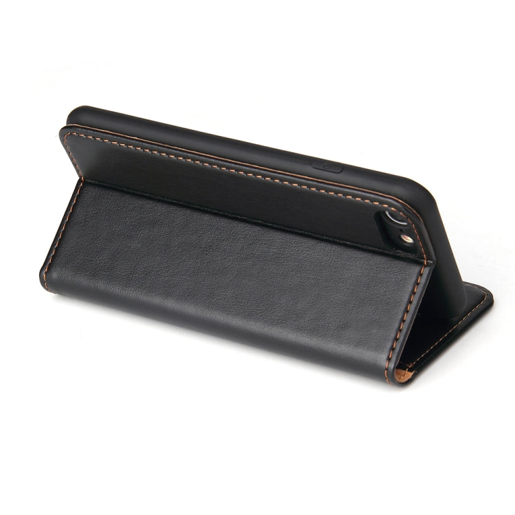 For iPhone SE 2022 / SE 2020 / 8 / 7 Fierre Shann PU Genuine Leather Texture Horizontal Flip Leather Case with Holder & Card Slots & Wallet(Black) - HoMEdemic™ 