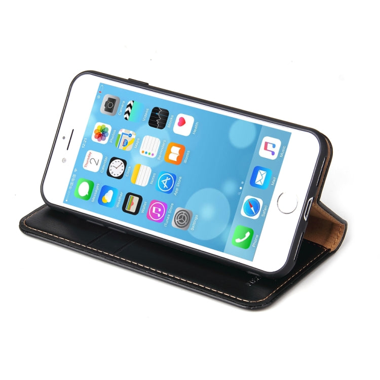 For iPhone SE 2022 / SE 2020 / 8 / 7 Fierre Shann PU Genuine Leather Texture Horizontal Flip Leather Case with Holder & Card Slots & Wallet(Black) - HoMEdemic™ 