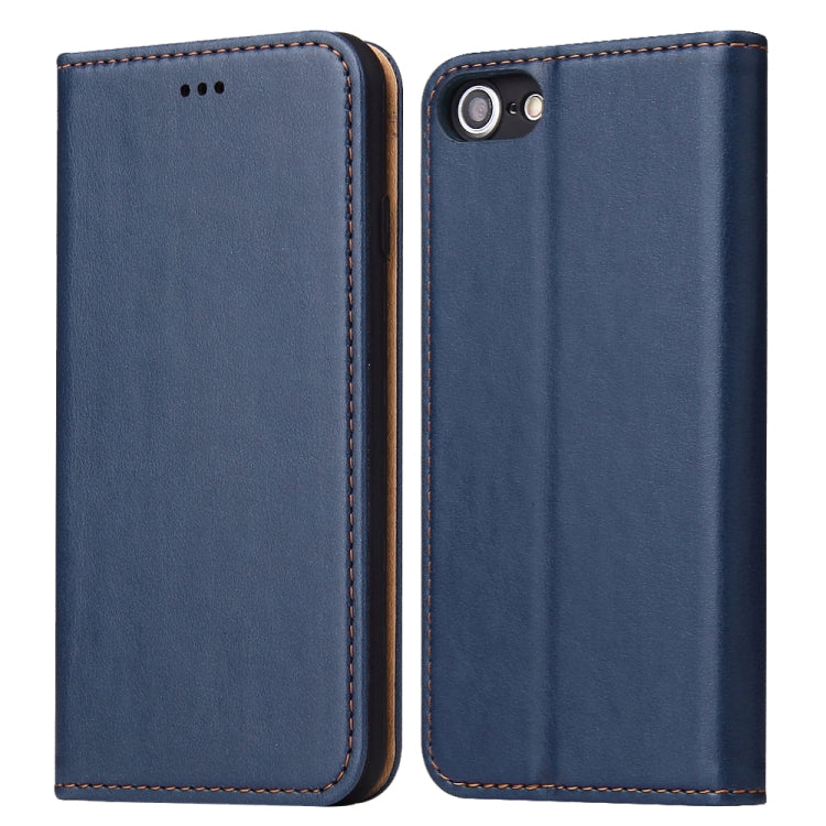 For iPhone SE 2022 / SE 2020 / 8 / 7 Fierre Shann PU Genuine Leather Texture Horizontal Flip Leather Case with Holder & Card Slots & Wallet(Blue) - HoMEdemic™ 