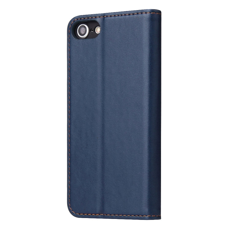 For iPhone SE 2022 / SE 2020 / 8 / 7 Fierre Shann PU Genuine Leather Texture Horizontal Flip Leather Case with Holder & Card Slots & Wallet(Blue) - HoMEdemic™ 