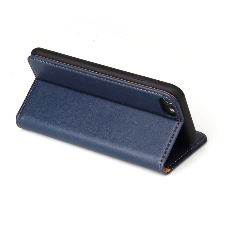 For iPhone SE 2022 / SE 2020 / 8 / 7 Fierre Shann PU Genuine Leather Texture Horizontal Flip Leather Case with Holder & Card Slots & Wallet(Blue) - HoMEdemic™ 