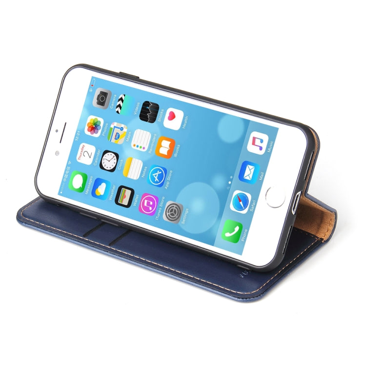 For iPhone SE 2022 / SE 2020 / 8 / 7 Fierre Shann PU Genuine Leather Texture Horizontal Flip Leather Case with Holder & Card Slots & Wallet(Blue) - HoMEdemic™ 