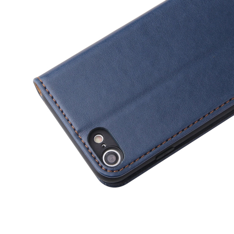 For iPhone SE 2022 / SE 2020 / 8 / 7 Fierre Shann PU Genuine Leather Texture Horizontal Flip Leather Case with Holder & Card Slots & Wallet(Blue) - HoMEdemic™ 