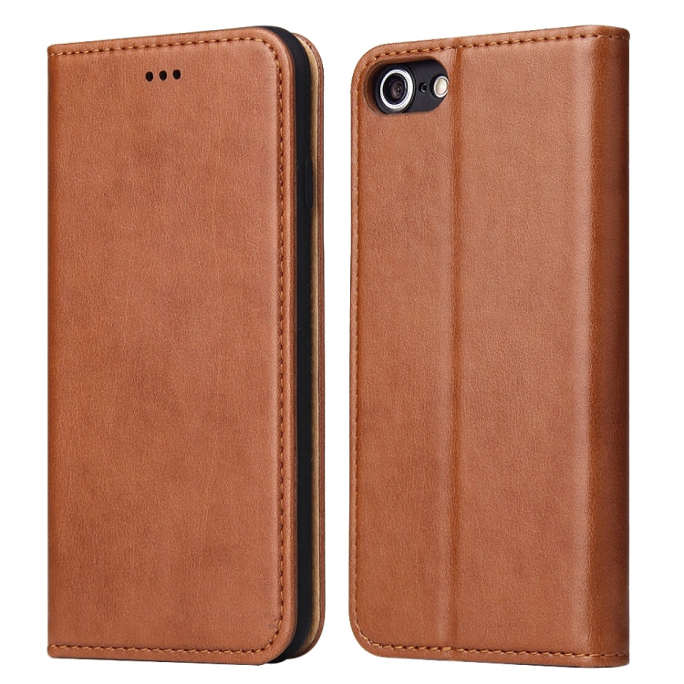 For iPhone SE 2022 / SE 2020 / 8 / 7 Fierre Shann PU Genuine Leather Texture Horizontal Flip Leather Case with Holder & Card Slots & Wallet(Brown) - HoMEdemic™ 