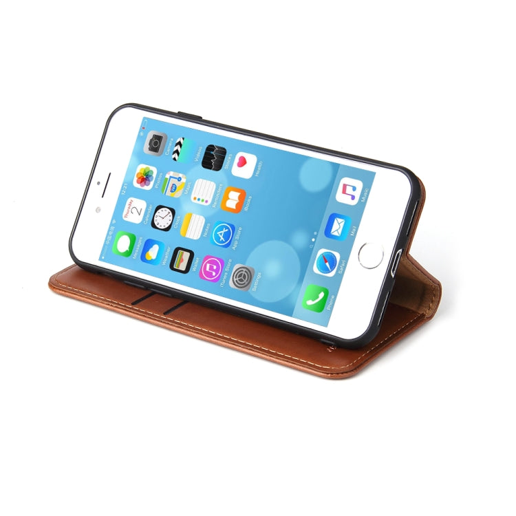 For iPhone SE 2022 / SE 2020 / 8 / 7 Fierre Shann PU Genuine Leather Texture Horizontal Flip Leather Case with Holder & Card Slots & Wallet(Brown) - HoMEdemic™ 