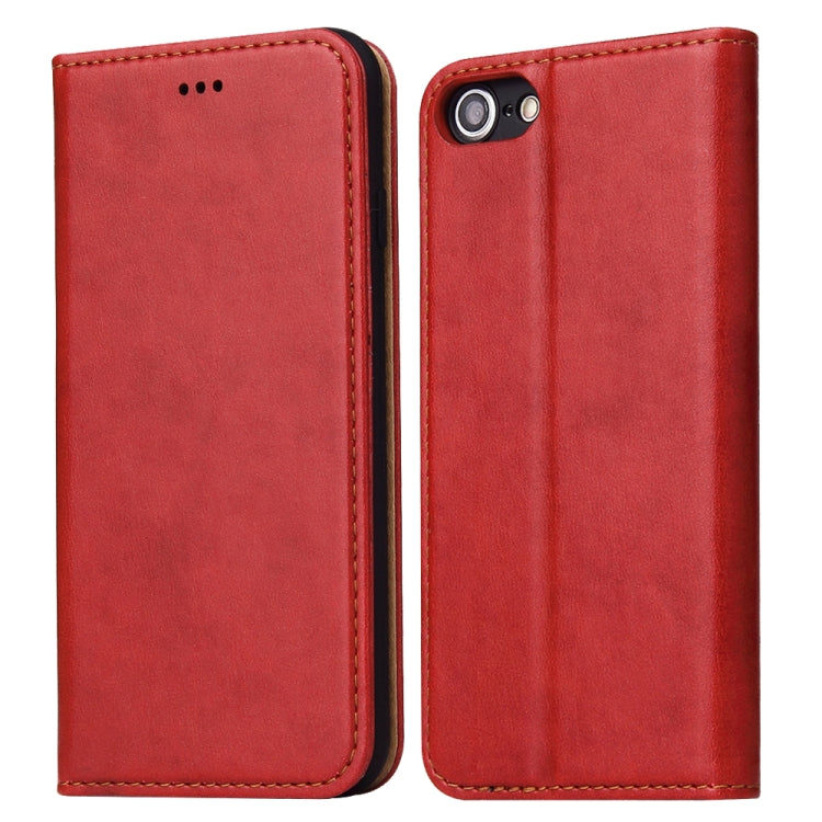 For iPhone SE 2022 / SE 2020 / 8 / 7 Fierre Shann PU Genuine Leather Texture Horizontal Flip Leather Case with Holder & Card Slots & Wallet(Red) - HoMEdemic™ 