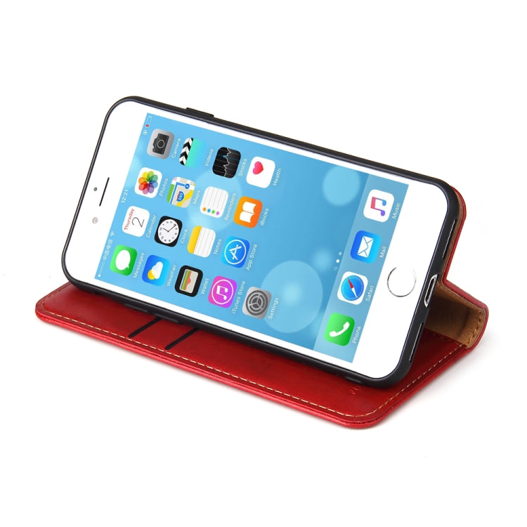 For iPhone SE 2022 / SE 2020 / 8 / 7 Fierre Shann PU Genuine Leather Texture Horizontal Flip Leather Case with Holder & Card Slots & Wallet(Red) - HoMEdemic™ 