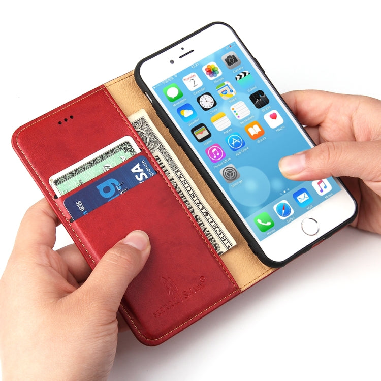 For iPhone SE 2022 / SE 2020 / 8 / 7 Fierre Shann PU Genuine Leather Texture Horizontal Flip Leather Case with Holder & Card Slots & Wallet(Red) - HoMEdemic™ 