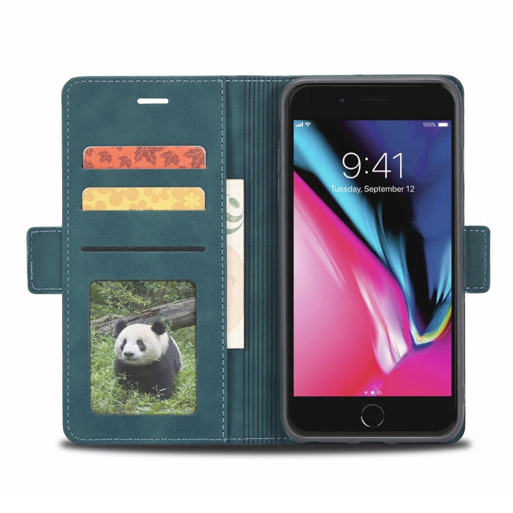 For iPhone SE 2022 / SE 2020 / 8 / 7 Forwenw Dual-side Buckle Leather Phone Case(Dark Cyan) - HoMEdemic™ 